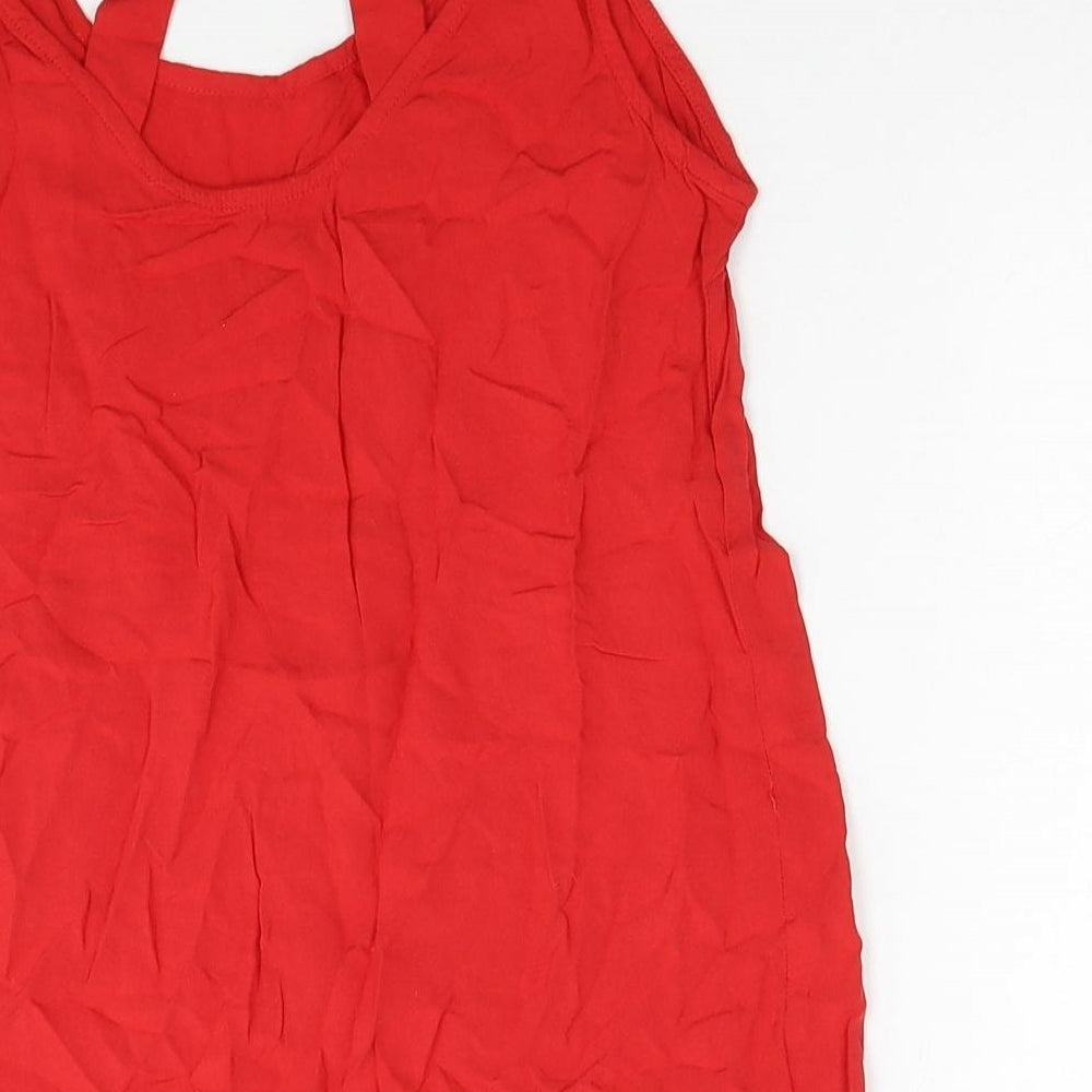 New Look Womens Red Viscose Basic Tank Size 8 Round Neck