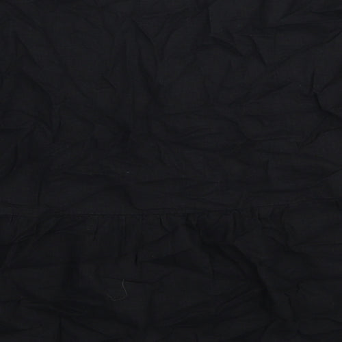 Marks and Spencer Womens Black Linen Basic Blouse Size 8 V-Neck