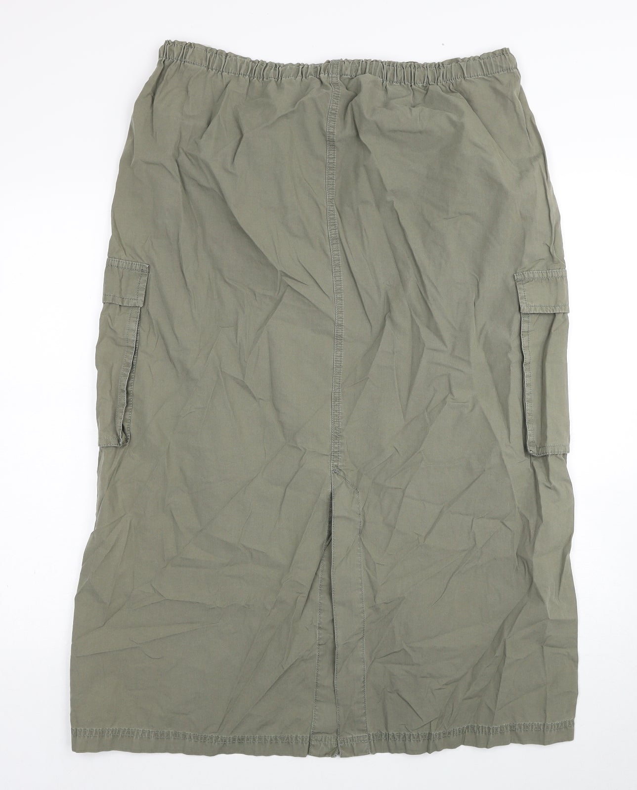 Marks and Spencer Womens Green Cotton Cargo Skirt Size 18 Drawstring