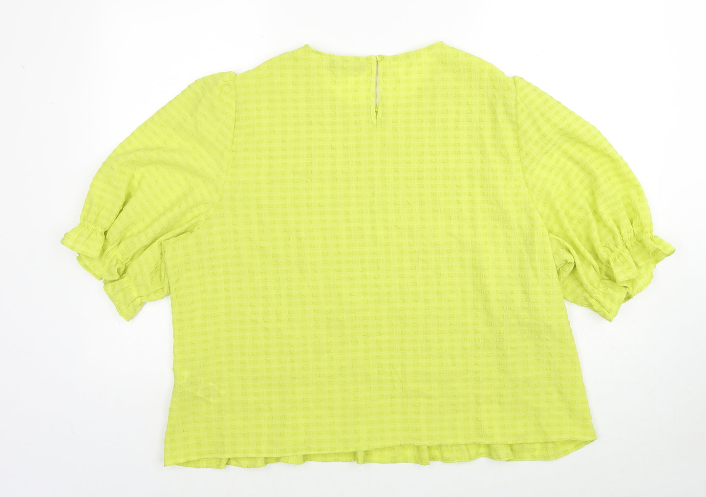 Marks and Spencer Womens Yellow Polyester Basic Blouse Size 24 Round Neck