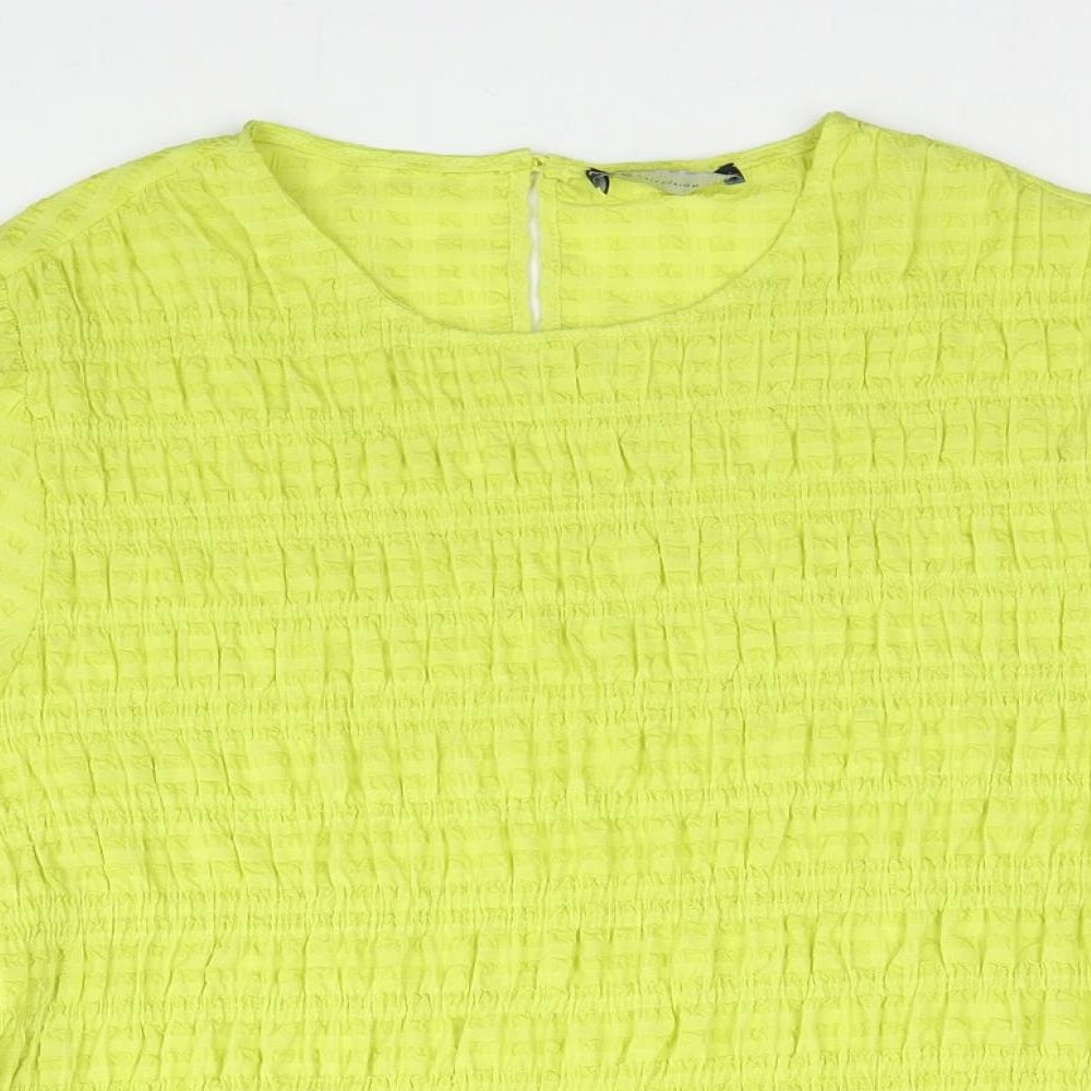 Marks and Spencer Womens Yellow Polyester Basic Blouse Size 24 Round Neck
