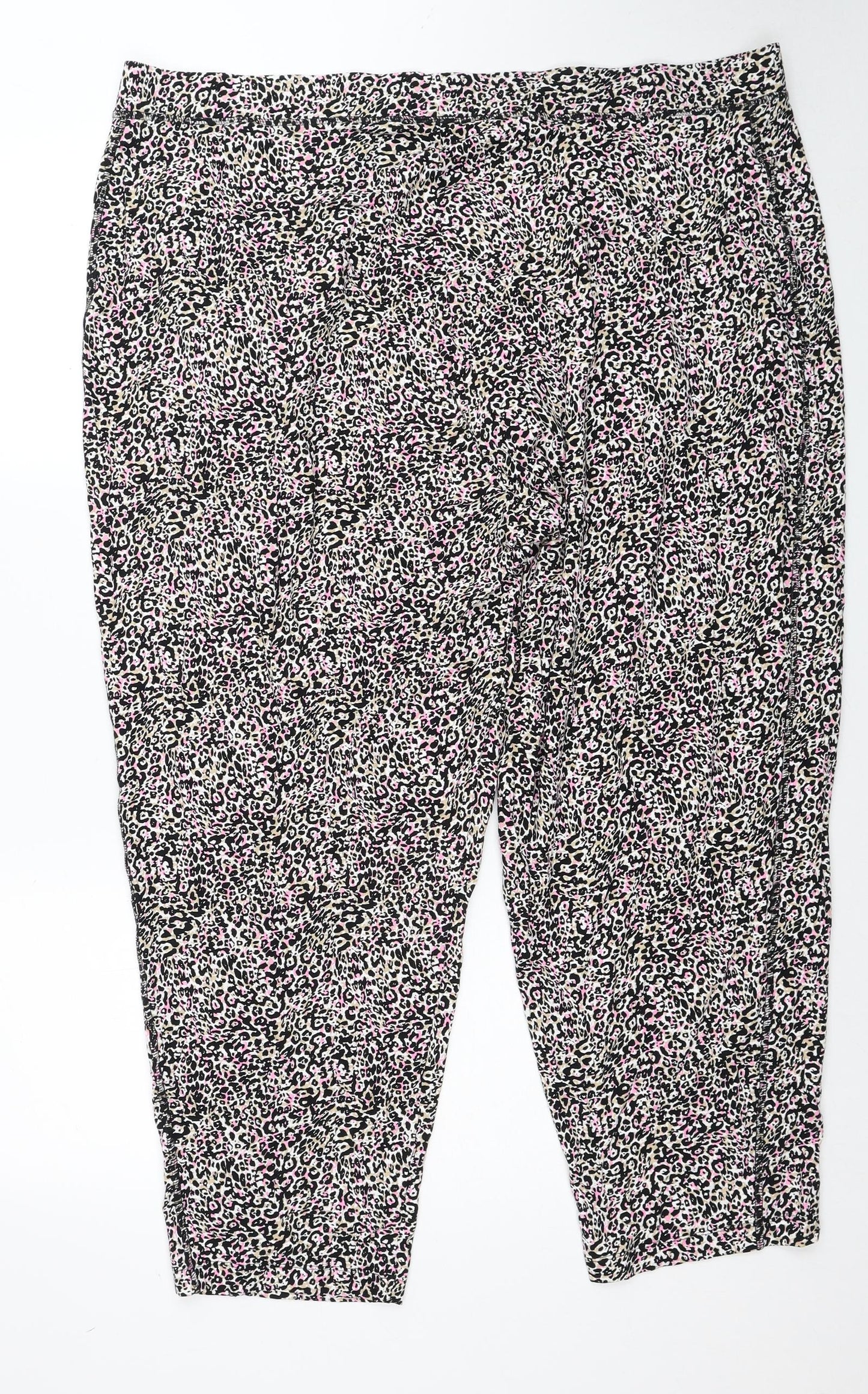 Marks and Spencer Womens Multicoloured Animal Print Viscose Trousers Size 22 Regular - Leopard Pattern