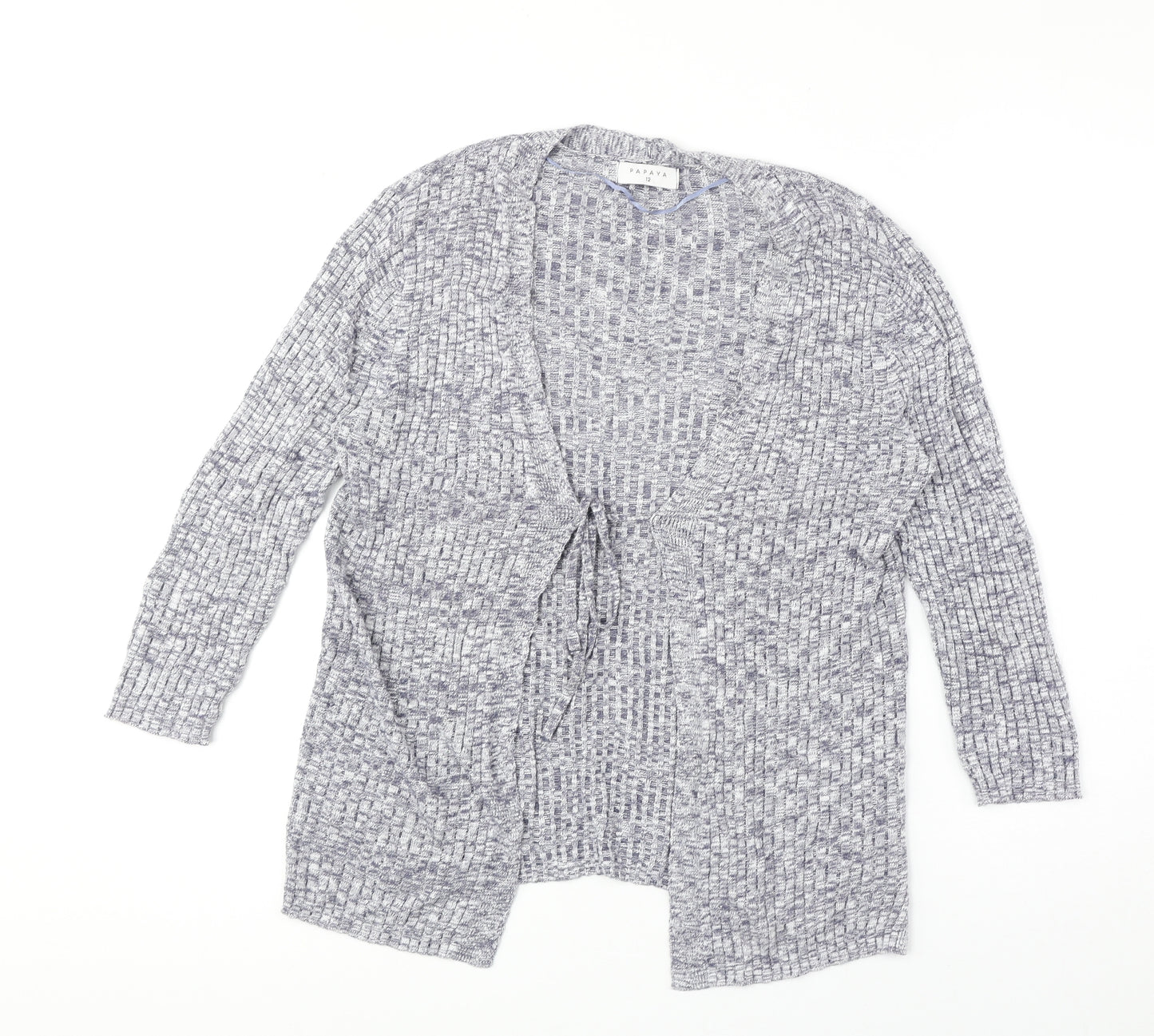 Papaya Womens Grey V-Neck Viscose Cardigan Jumper Size 12 - Tie Front