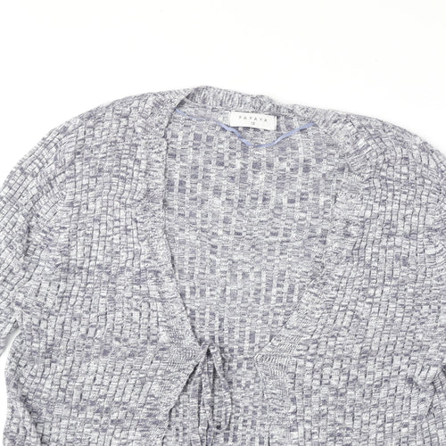 Papaya Womens Grey V-Neck Viscose Cardigan Jumper Size 12 - Tie Front