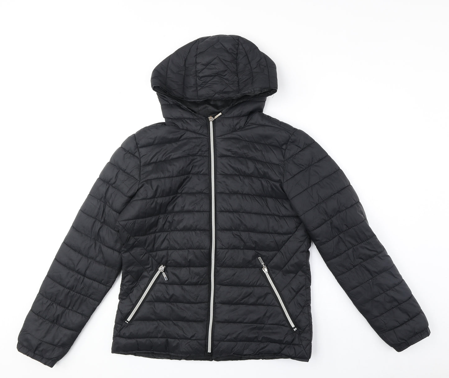 New Look Girls Black Quilted Jacket Size 12-13 Years Zip