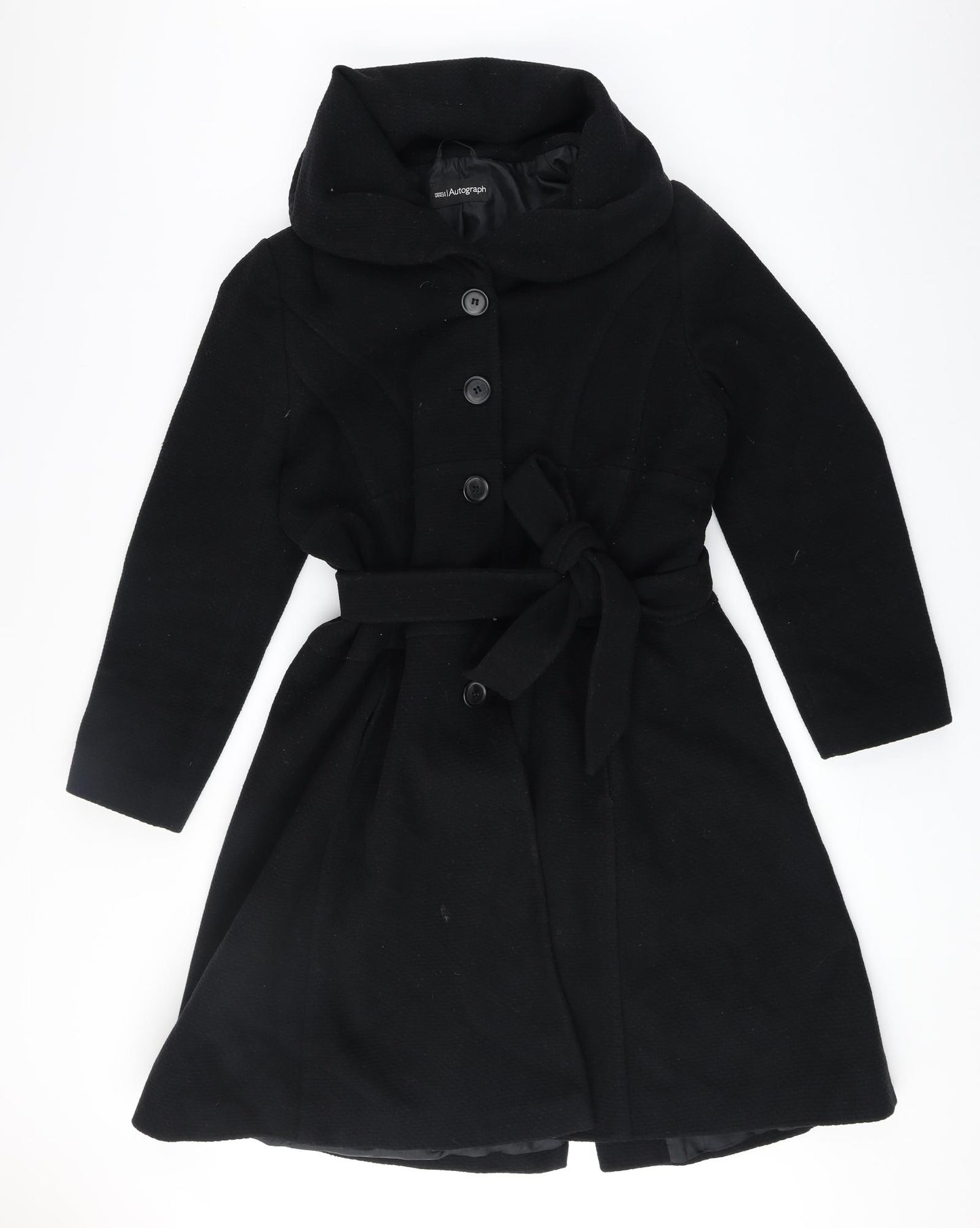 Marks and Spencer Womens Black Pea Coat Coat Size 18 Button