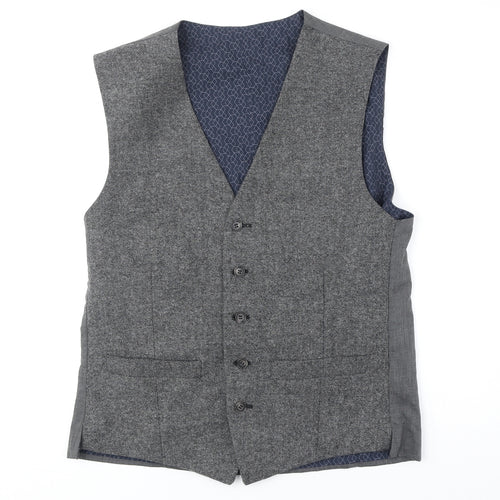 Limehaus Mens Grey Polyester Jacket Suit Waistcoat One Size Regular