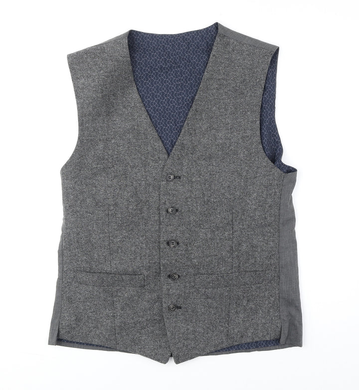 Limehaus Mens Grey Polyester Jacket Suit Waistcoat One Size Regular