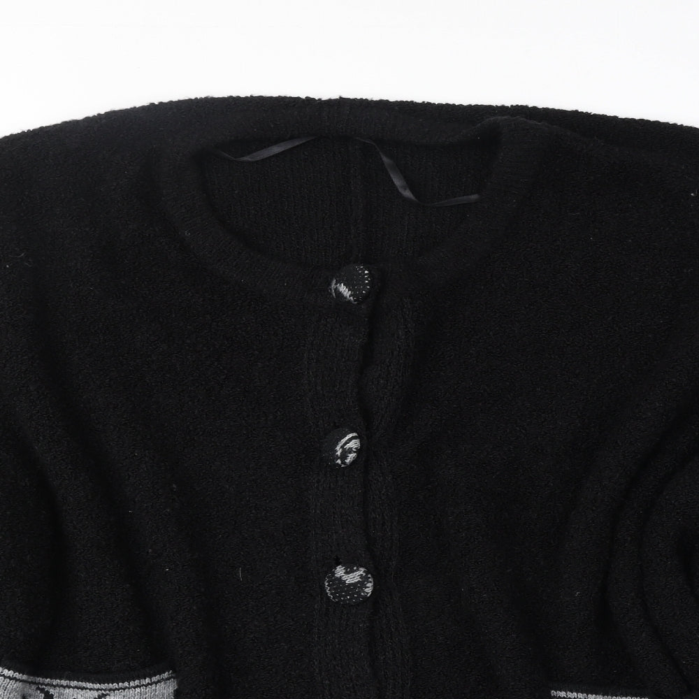 Roman Womens Black Round Neck Acrylic Cardigan Jumper One Size