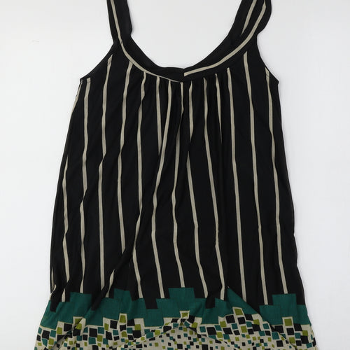 Mina UK Womens Black Geometric Polyester Basic Tank One Size Round Neck