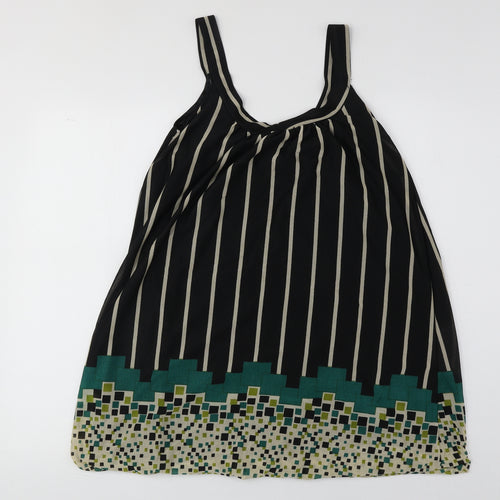 Mina UK Womens Black Geometric Polyester Basic Tank One Size Round Neck