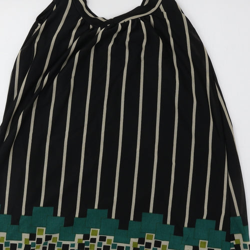 Mina UK Womens Black Geometric Polyester Basic Tank One Size Round Neck