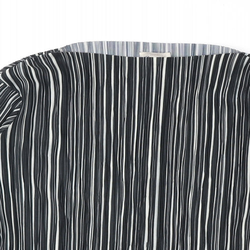 H&M Womens Black Striped Polyester Basic Blouse Size 6 Round Neck