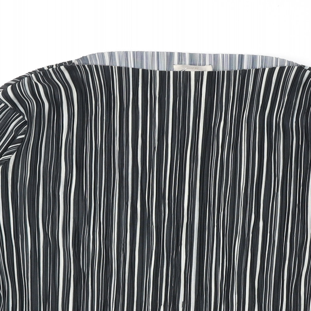 H&M Womens Black Striped Polyester Basic Blouse Size 6 Round Neck
