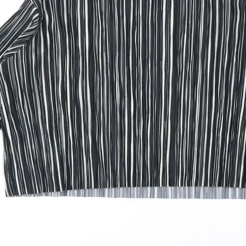 H&M Womens Black Striped Polyester Basic Blouse Size 6 Round Neck