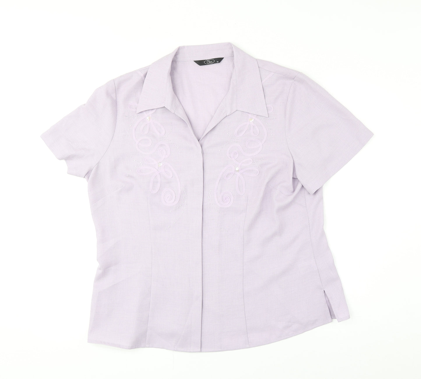 Bonmarché Womens Purple Polyester Basic Blouse Size 16 Collared