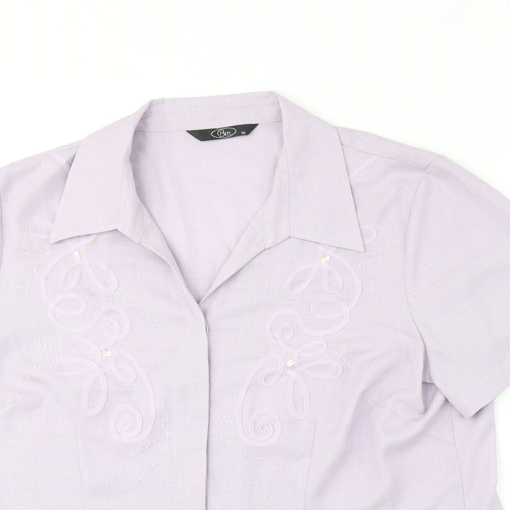 Bonmarché Womens Purple Polyester Basic Blouse Size 16 Collared