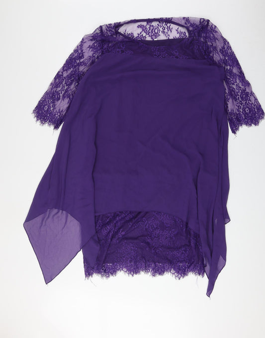 Preworn Womens Purple Fair Isle Polyester A-Line Size XL Round Neck Pullover