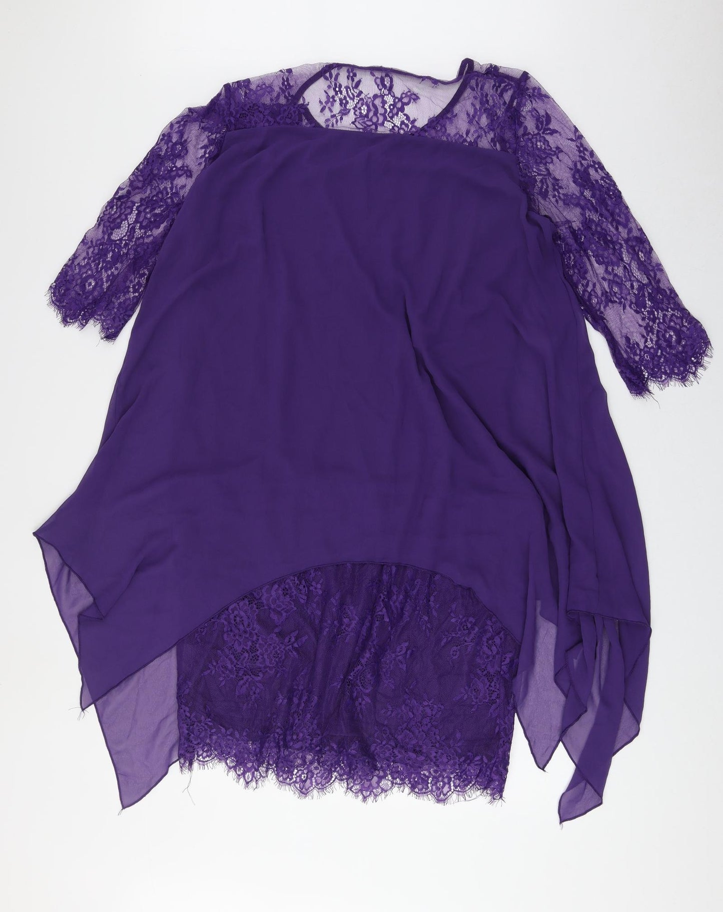 Preworn Womens Purple Fair Isle Polyester A-Line Size XL Round Neck Pullover