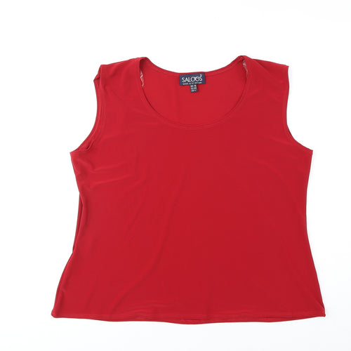 Saloos Womens Red Polyester Basic Tank Size 16 Round Neck