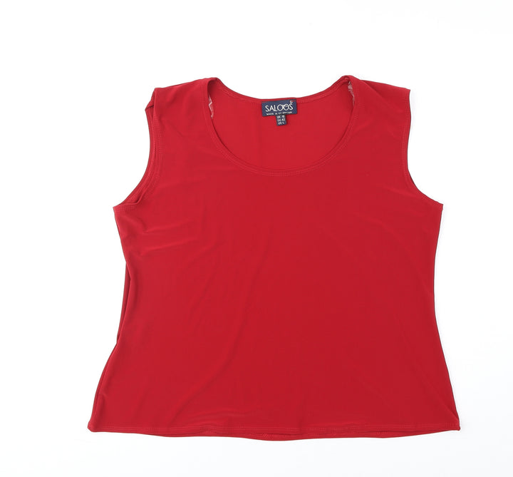 Saloos Womens Red Polyester Basic Tank Size 16 Round Neck