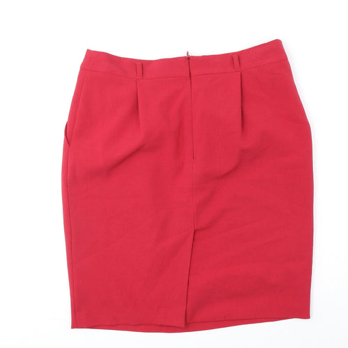 Papaya Womens Red Polyester A-Line Skirt Size 8 Zip