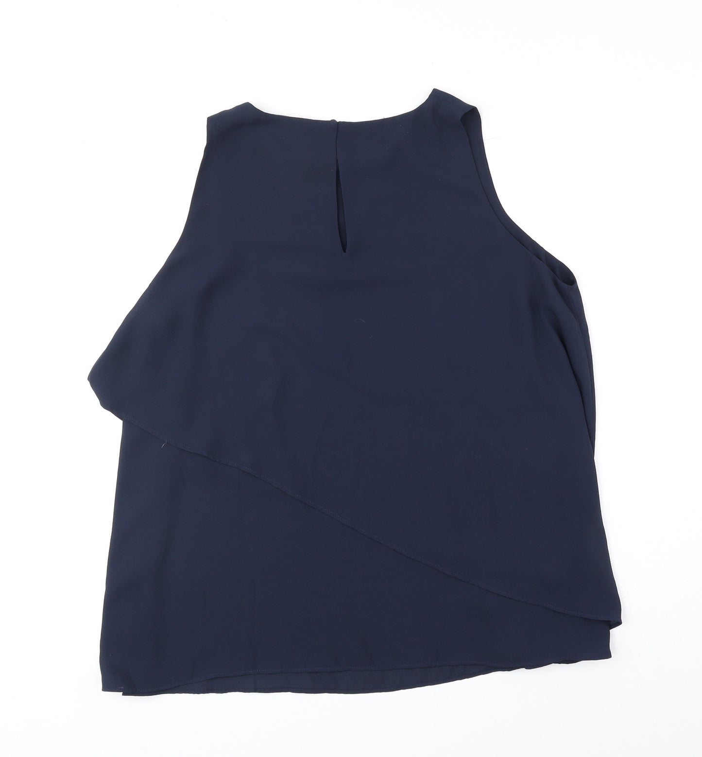 Mango Womens Blue Polyester Basic Tank Size M Round Neck