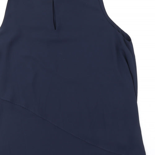 Mango Womens Blue Polyester Basic Tank Size M Round Neck