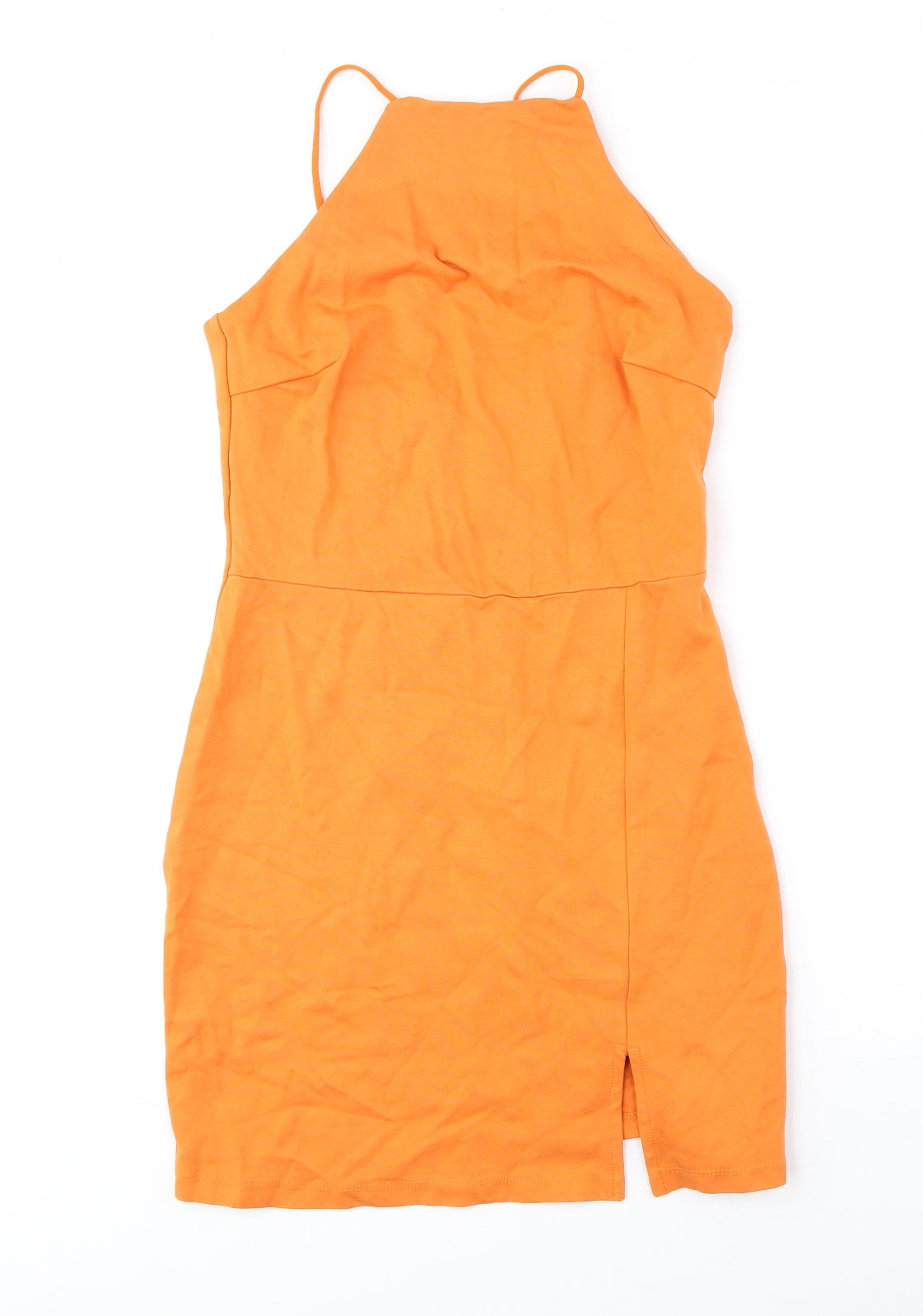 Stradivarius Womens Orange Polyester Bodycon Size M Square Neck Pullover