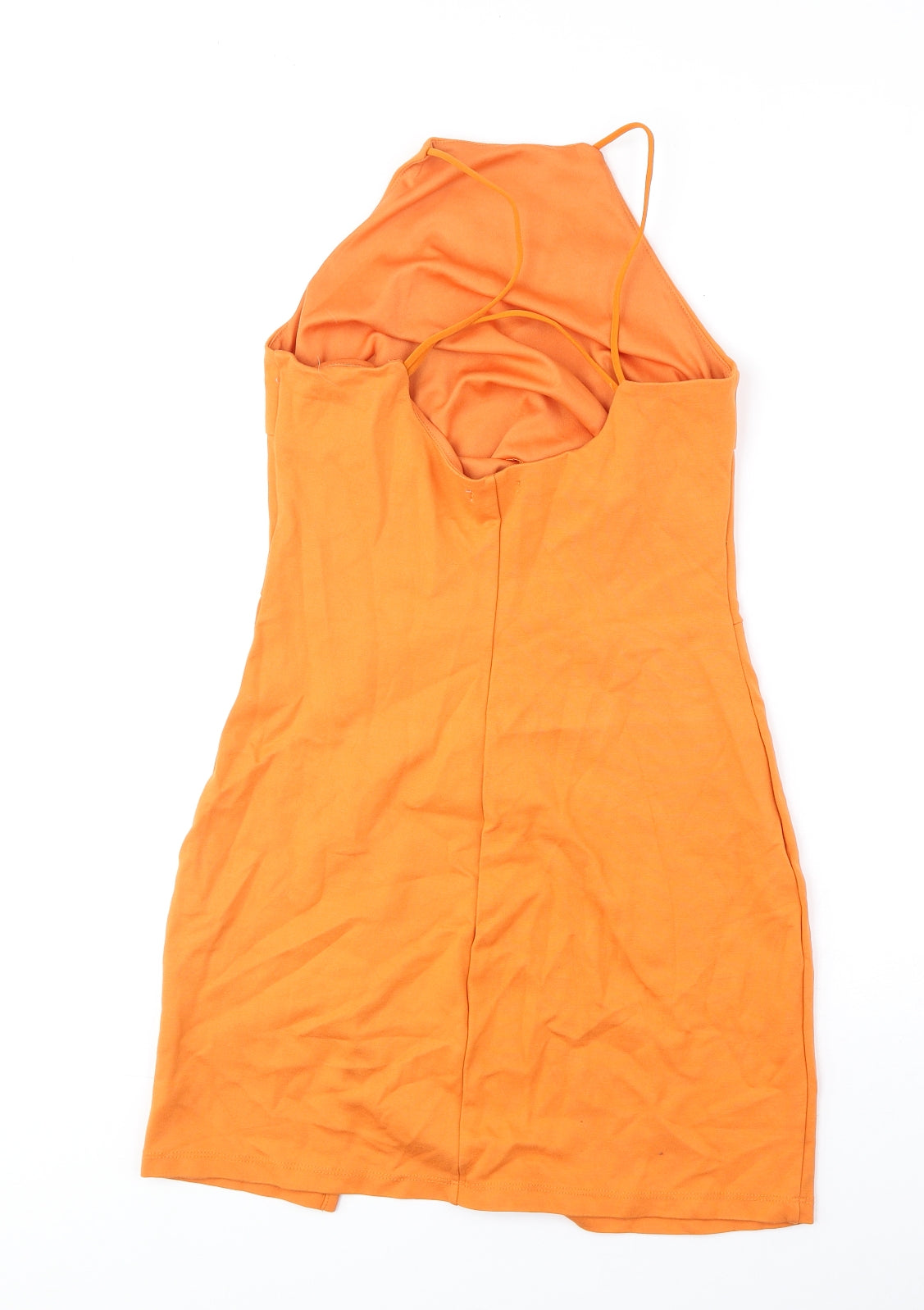 Stradivarius Womens Orange Polyester Bodycon Size M Square Neck Pullover