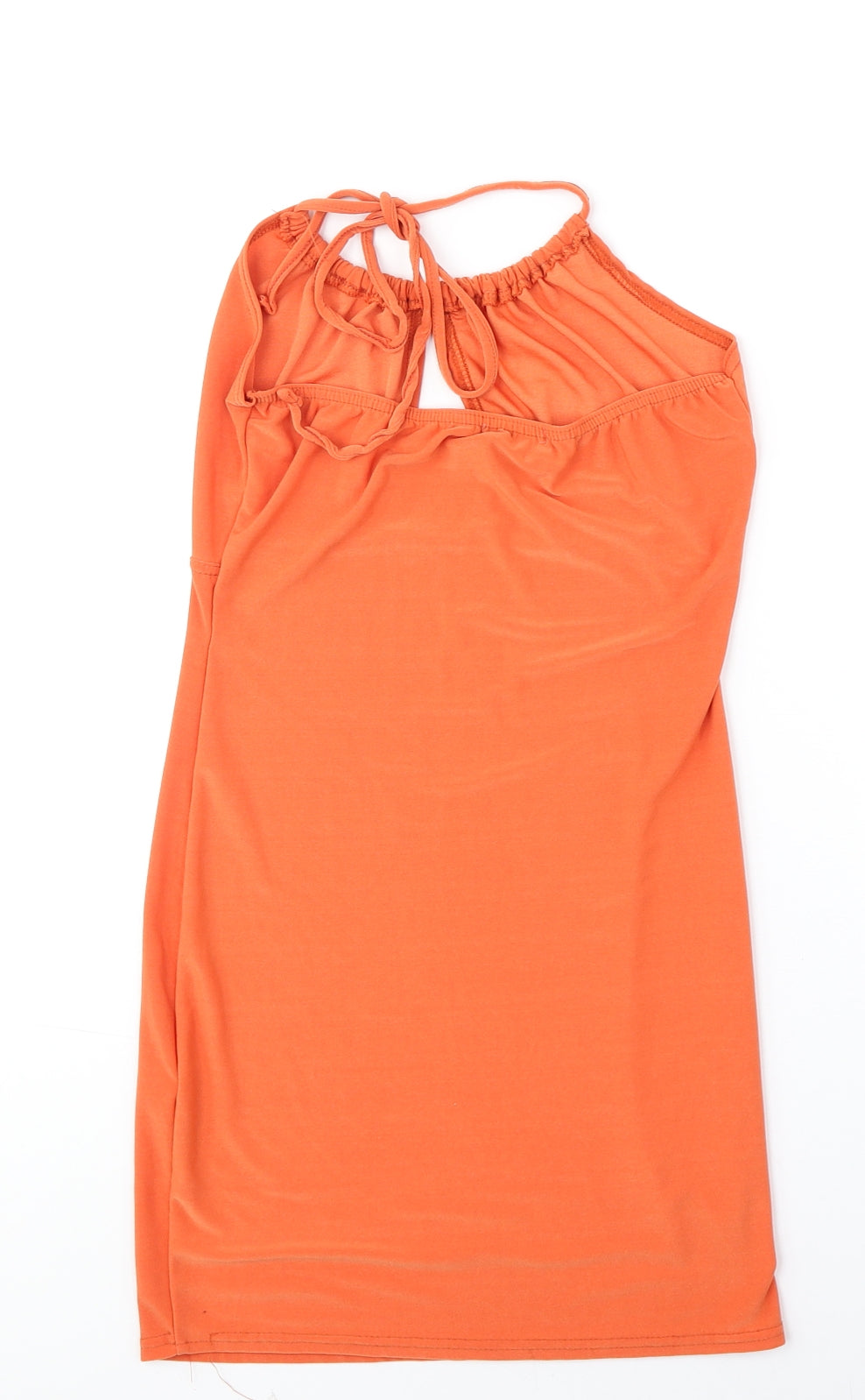 PRETTYLITTLETHING Womens Orange Polyester Bodycon Size 8 Square Neck Tie