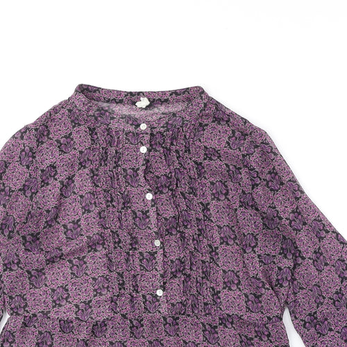 NEXT Womens Purple Geometric Viscose Basic Blouse Size 10 Round Neck