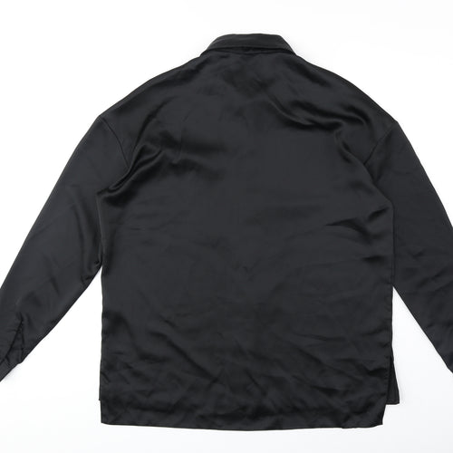 ASOS Womens Black Polyester Basic Button-Up Size 10 Collared
