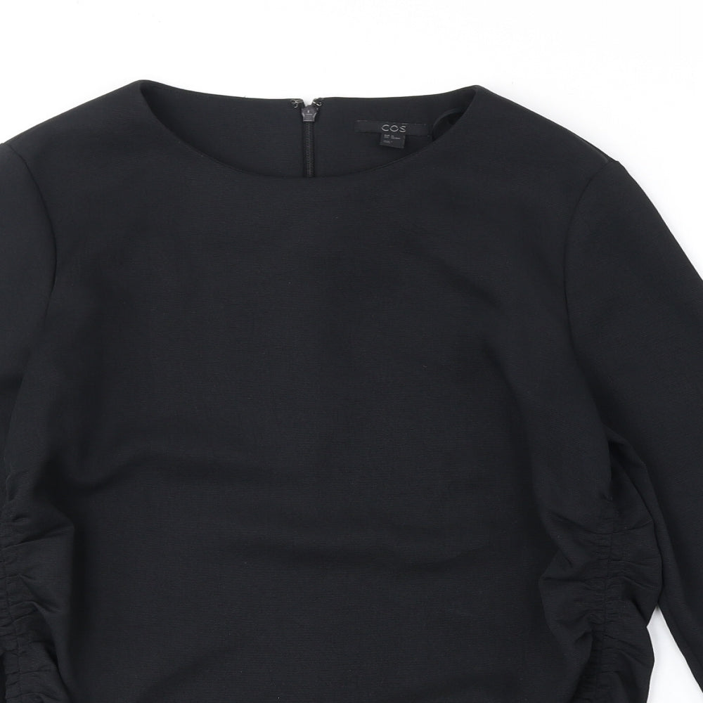 COS Womens Black Polyester A-Line Size 8 Round Neck Zip