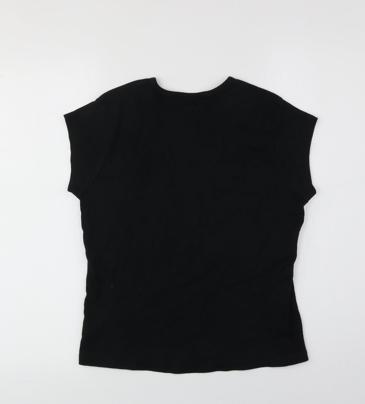 New Look Womens Black 100% Cotton Basic T-Shirt Size 16 Round Neck - Rock Chic