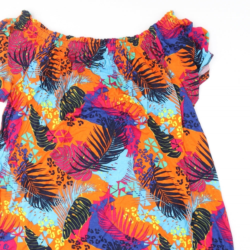 George Womens Multicoloured Floral Polyester A-Line Size L Off the Shoulder Pullover - Bardot