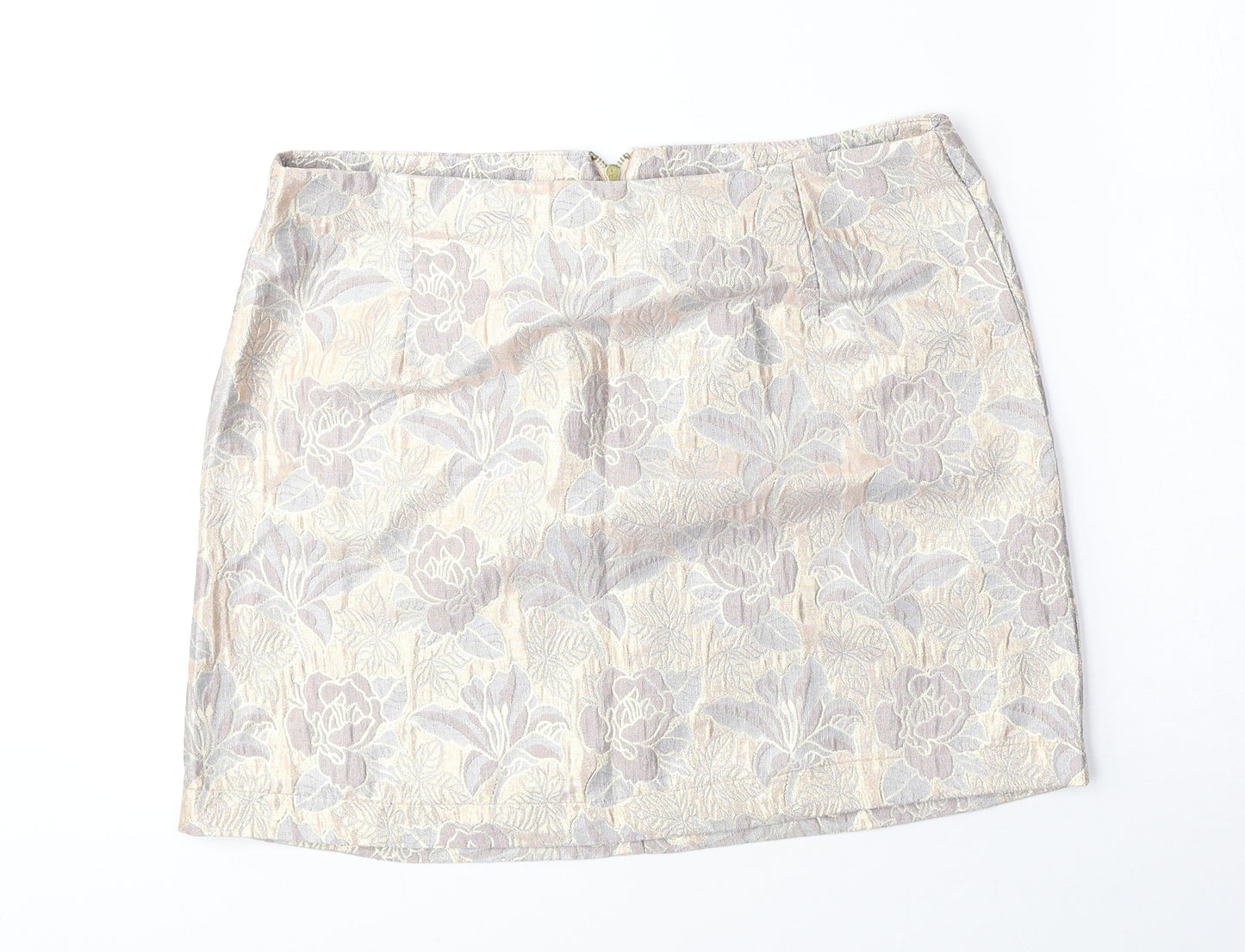 Atmosphere Womens Beige Floral Polyester Mini Skirt Size 10 Zip