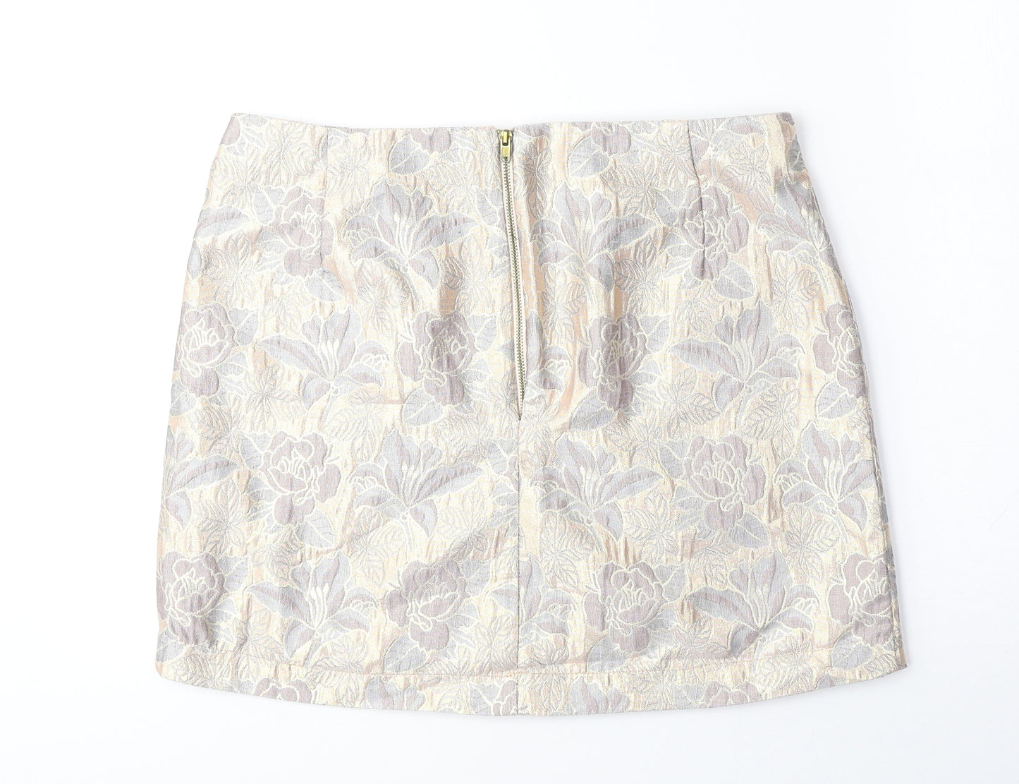 Atmosphere Womens Beige Floral Polyester Mini Skirt Size 10 Zip