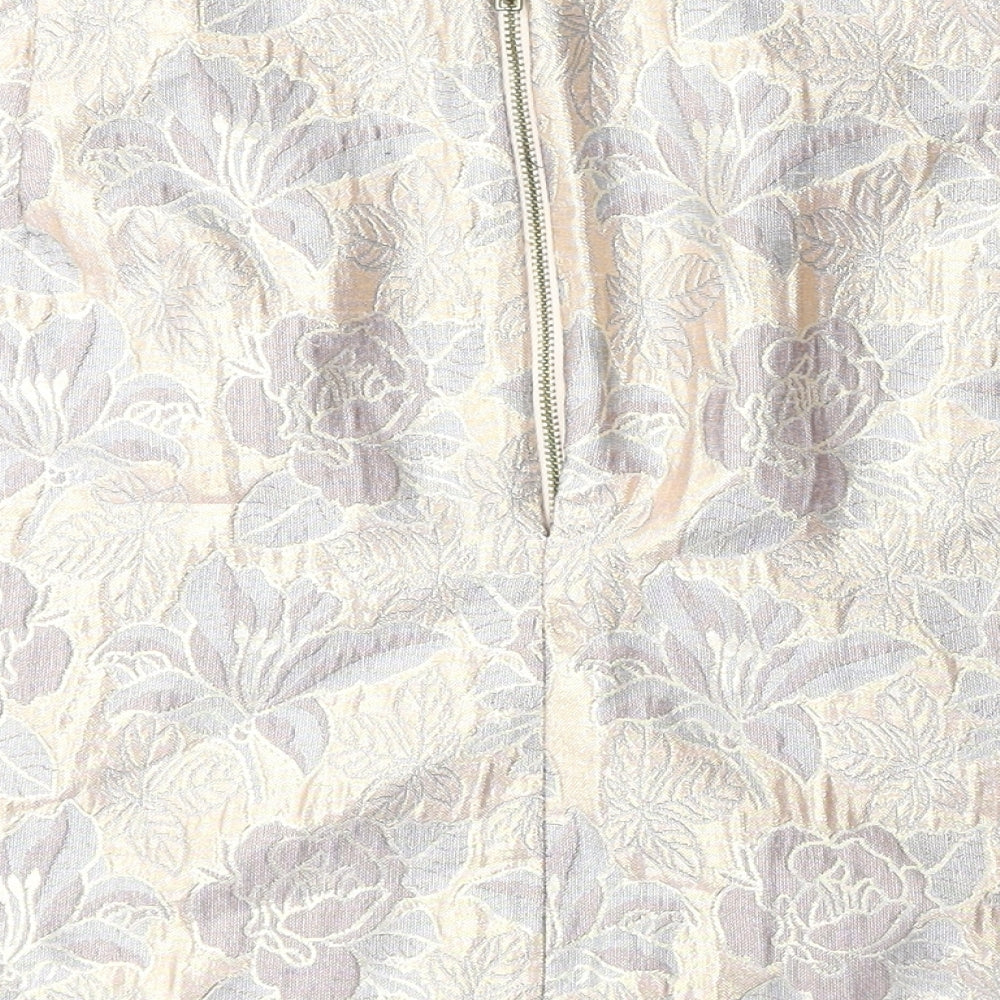 Atmosphere Womens Beige Floral Polyester Mini Skirt Size 10 Zip