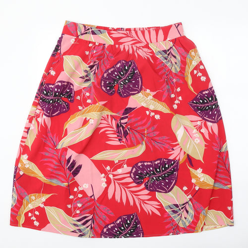 JUST ELEGANCE Womens Red Floral Polyester A-Line Skirt Size M