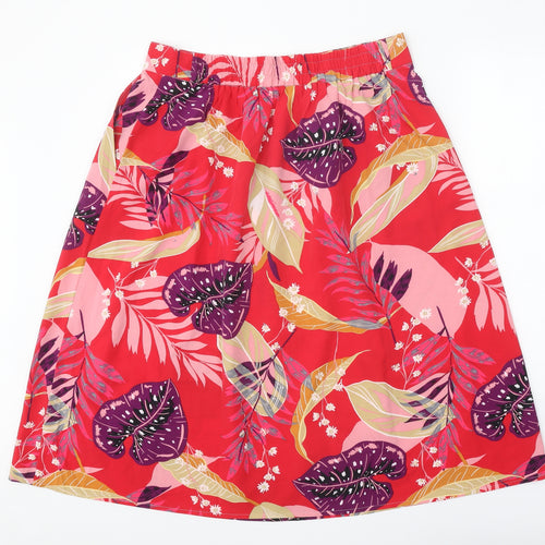 JUST ELEGANCE Womens Red Floral Polyester A-Line Skirt Size M