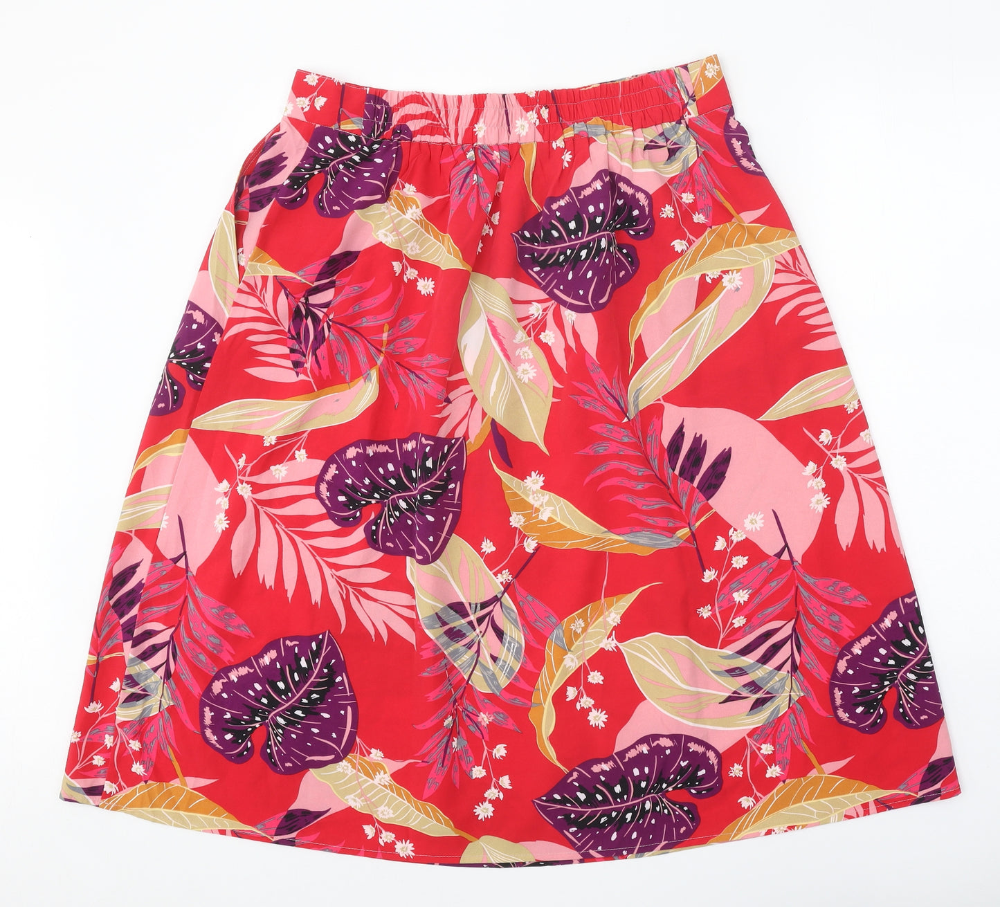 JUST ELEGANCE Womens Red Floral Polyester A-Line Skirt Size M