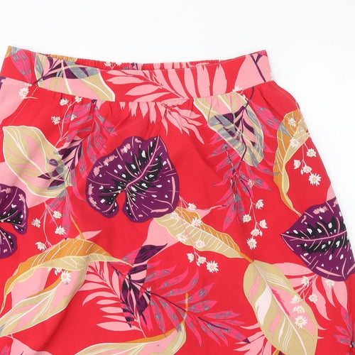 JUST ELEGANCE Womens Red Floral Polyester A-Line Skirt Size M