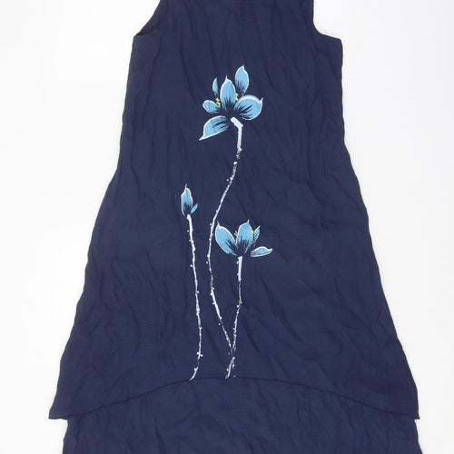 Izabel Womens Blue Polyester A-Line Size 8 Scoop Neck Pullover