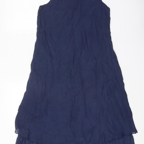 Izabel Womens Blue Polyester A-Line Size 8 Scoop Neck Pullover