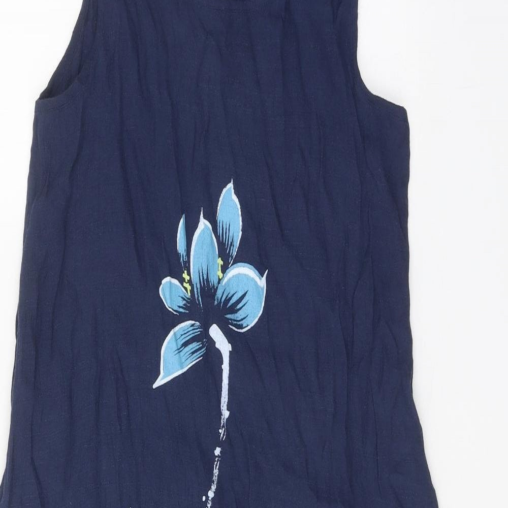 Izabel Womens Blue Polyester A-Line Size 8 Scoop Neck Pullover