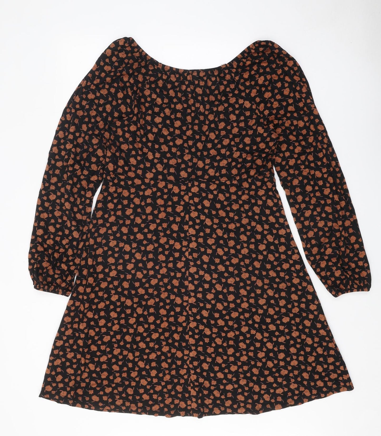 Boysen's Womens Black Floral Viscose A-Line Size 18 Scoop Neck Pullover