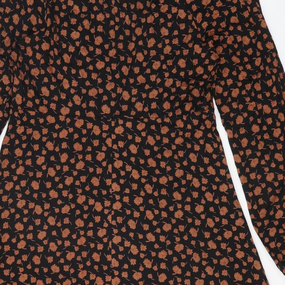 Boysen's Womens Black Floral Viscose A-Line Size 18 Scoop Neck Pullover