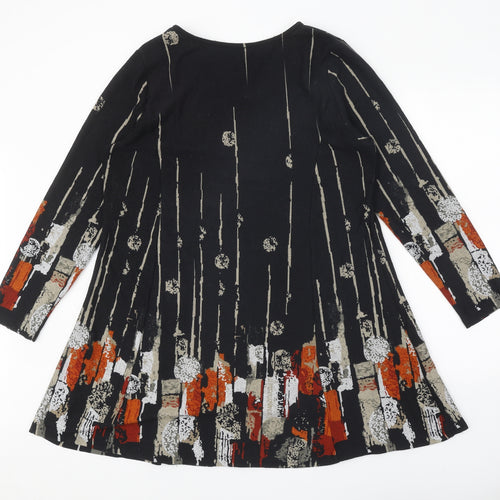 Klass Womens Black Geometric Polyester Shift Size M Scoop Neck Pullover