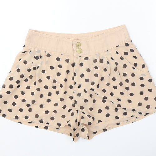 Divided Womens Beige Polka Dot Polyester Basic Shorts Size 6 Regular Zip